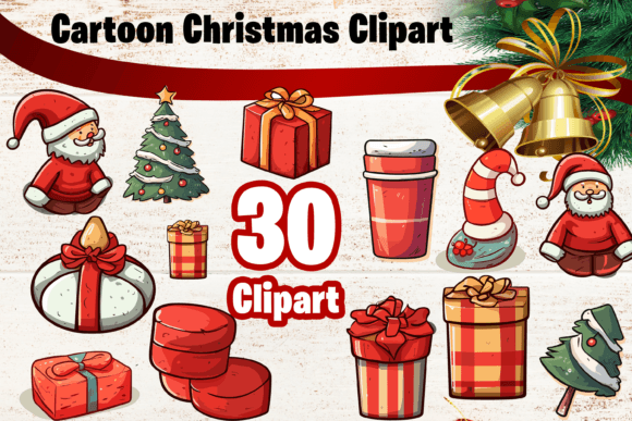 Cartoon Christmas Clipart for Modern Illustrations