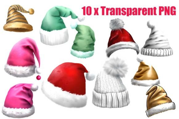 Christmas and Santa Hats Illustrations for Digital Selling