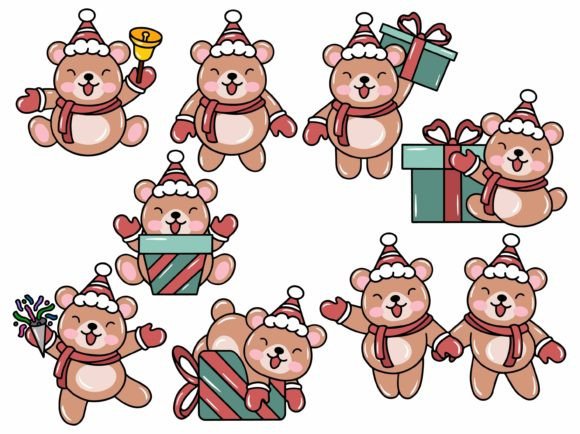 Christmas Day Bear Illustration for Holiday Branding