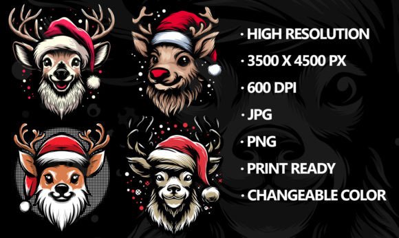 Christmas Deer Illustration Sublimation for Modern Illustrations