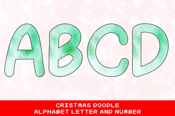Christmas Doodle Alphabet Letter 120 for Handmade Illustrations