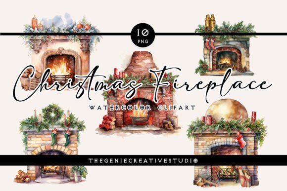Christmas Fireplace PNG Clipart for Modern Illustrations