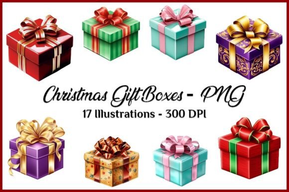 Christmas Gift Boxes Bundle - PNG: Premium Illustrations for Publishers