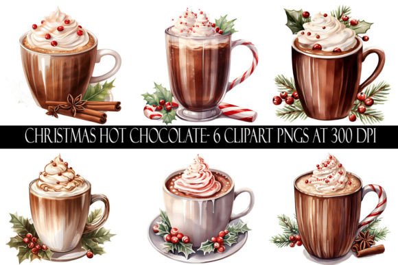 Christmas Hot Chocolate Clipart for Festive Illustrations
