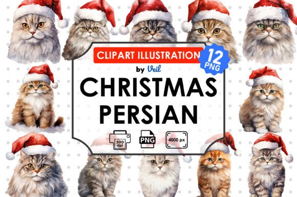 Christmas Persian Clipart Bundle: Elegant Illustrations for Handmade Crafts