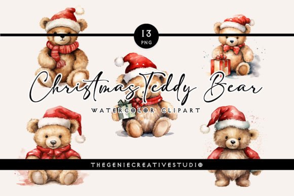 Christmas Teddy Bear PNG Clipart for Modern Illustrations