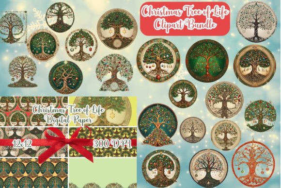 Christmas Tree of Life Clipart Bundle for Illustrations