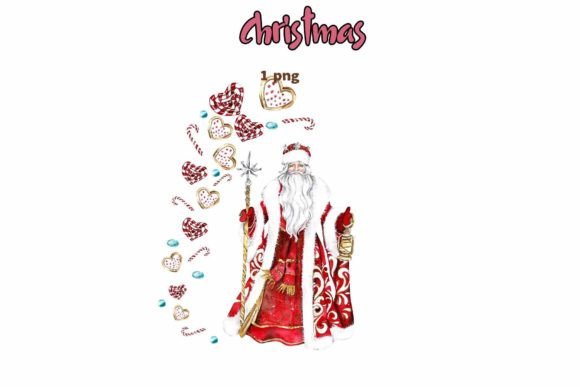 Composition for Christmas Santa in a Red: A Review of Illustrations