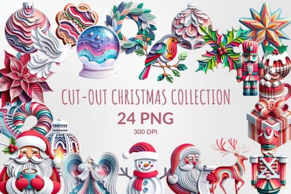 Cut-out Christmas Sublimation Illustrations