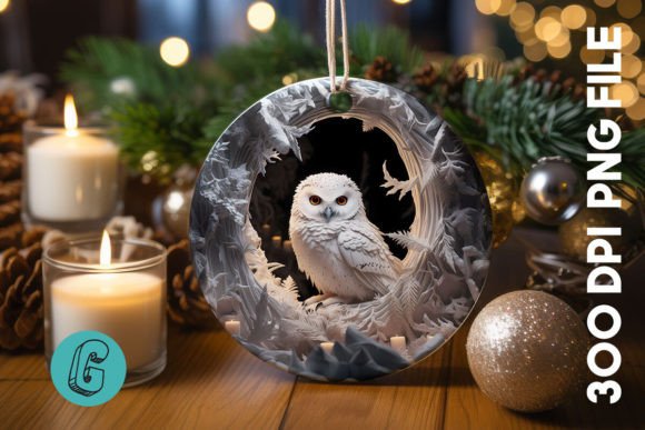 Cute Owl Christmas Ornament PNG 03 for Modern Illustrations