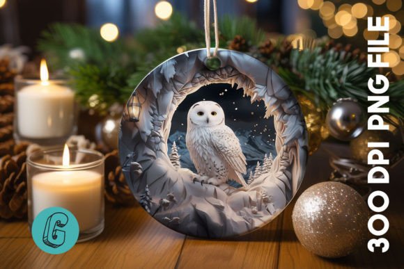 Cute Owl Christmas Ornament PNG 07 for Illustrations