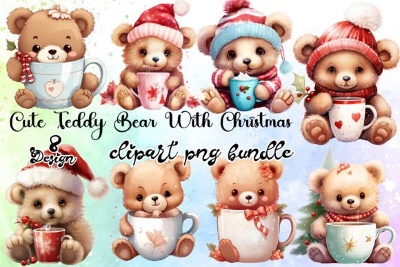 Cute Teddy Bear with Christmas PNG for Seasonal Illustrations