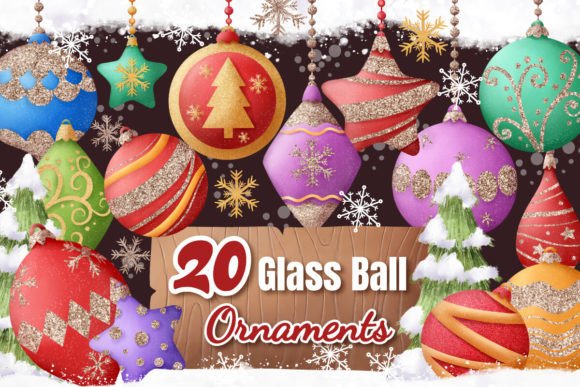 Glitter Christmas Ball Ornaments: Festive Illustrations for Local Brands