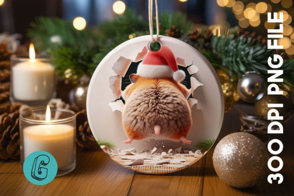 Guinea Pig Christmas Ornament Back 01: Festive Illustrations for Local Brands