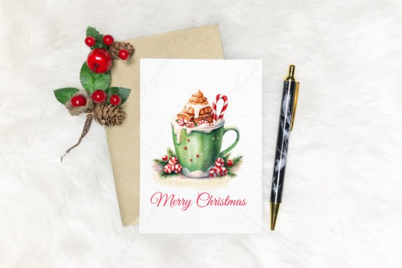 Printable Christmas Card Green Mug: A Crafter's Review of Festive Illustrations
