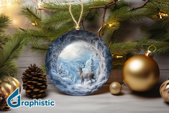 Reindeer Christmas Ornament PNG 08 in Modern Illustrations