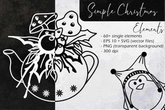 Simple Christmas Elements for Festive Illustrations