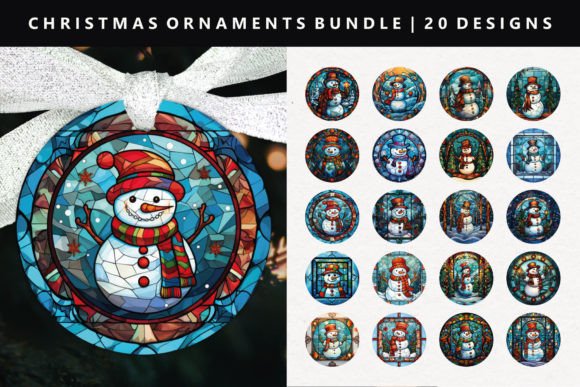 Snowman Christmas Ornament Bundle: Premium Illustrations for Holiday Content