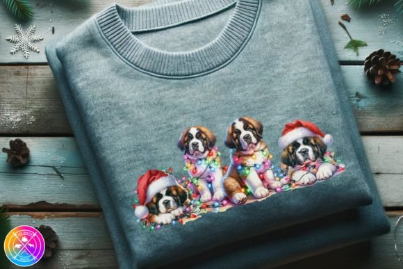 St. Bernard Christmas Lights Illustrations for Crafters