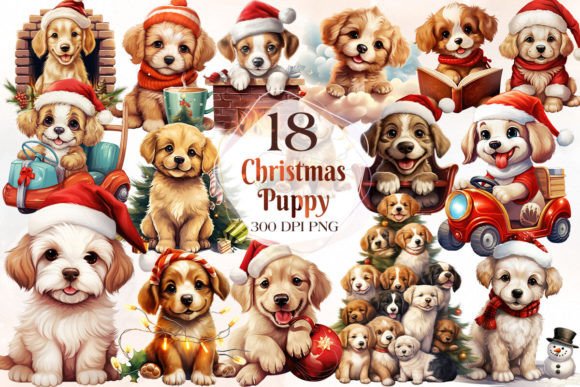 Super Cute Christmas Puppy Clipart for Modern Illustrations